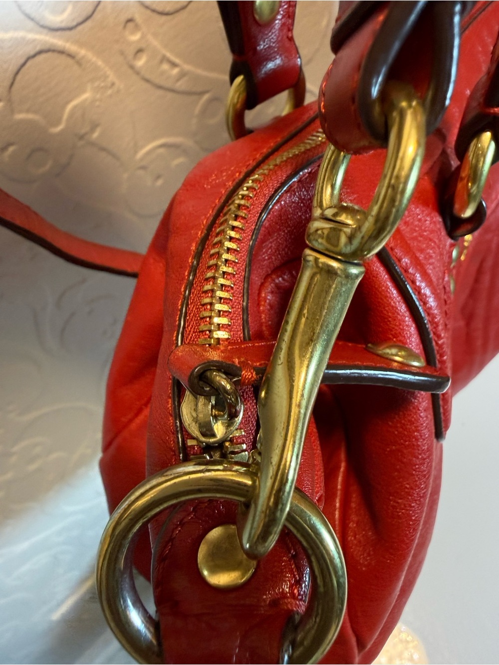 Vintage Coach Ashley Red Leather Tote Bag - Picture 5 of 12